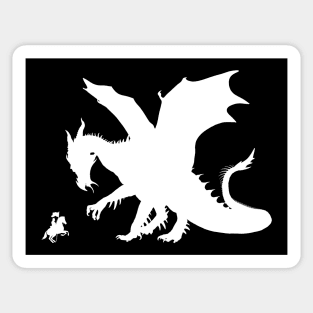 Knight and Dragon (white) Sticker